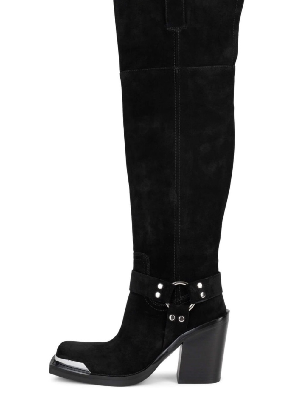 Jeffrey Campbell Mazatlan Over the Knee Boots in Black Suede and Silver Size 8